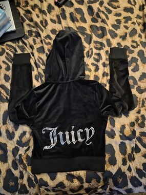 Juicy Couture Black Velour Rhinestone Hoodie